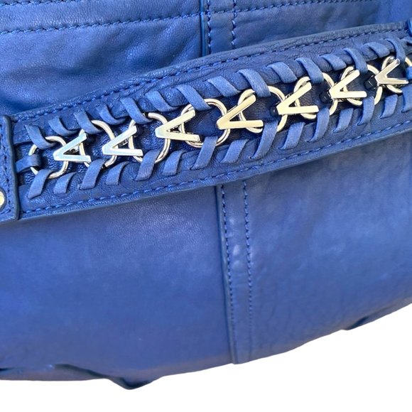 VINCE CAMUTO "Brett" Soft Bubble Lamb Leather  Cobalt Blue Hobo Shoulder Bag - Picture 5 of 9